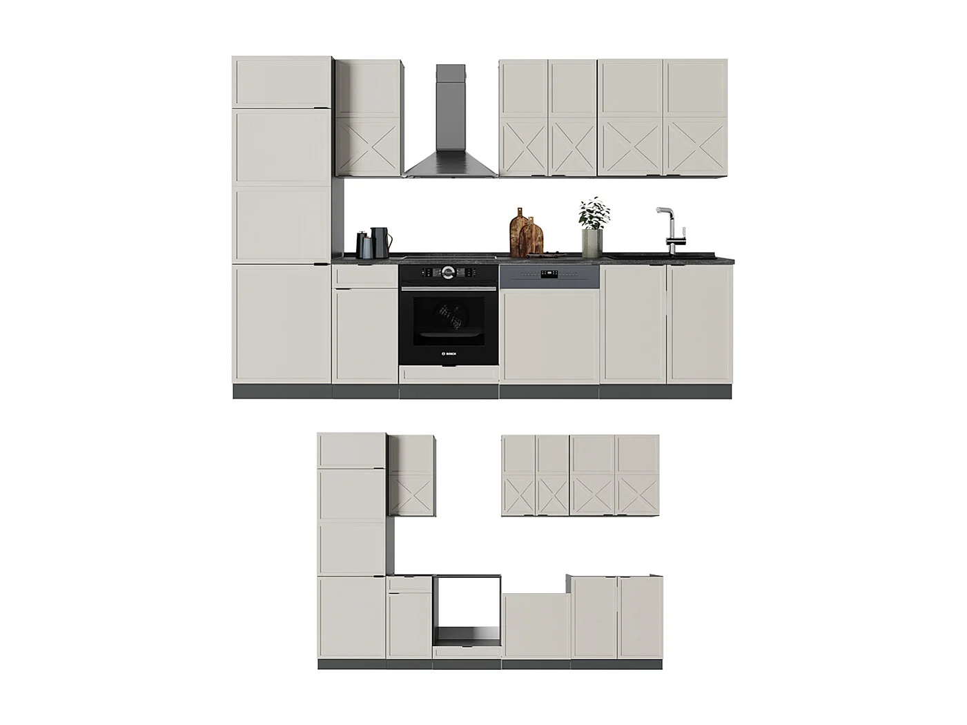Cuisine grisbeige/anthracite 300x60x81.6 fame-line