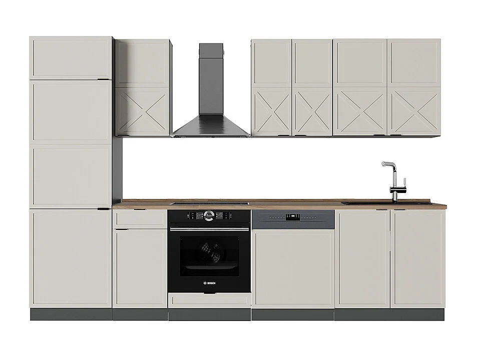Køkkenrække grå/beige/antracit 300x60x81.6 fame-line