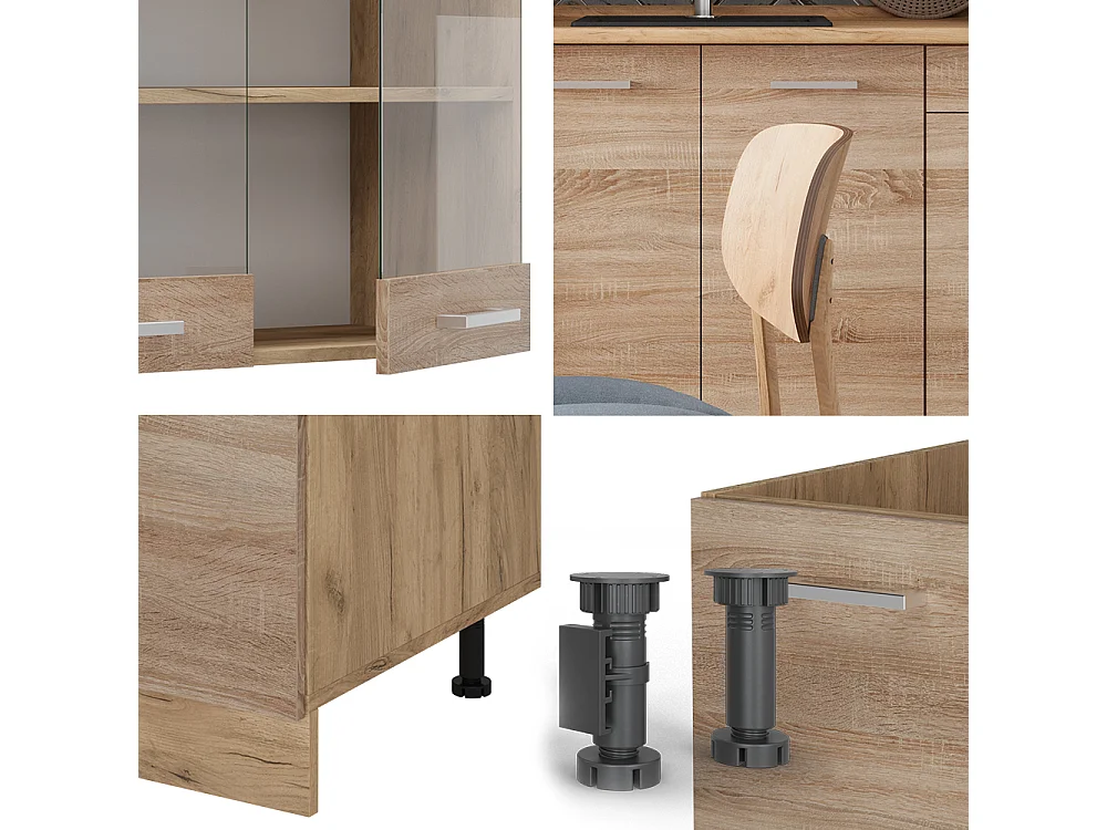 Cocina versátil roble sonoma/goldkraft 140x60x81.6 r-line