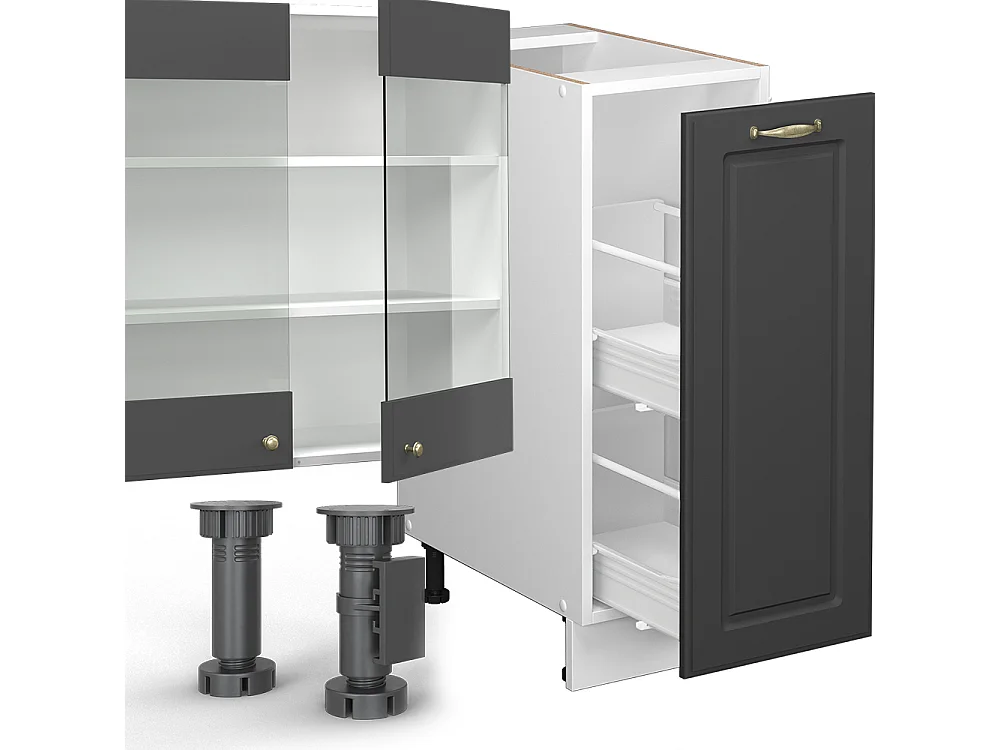 Mueble de cocina antracita-oro/blanco 280x60x81.6 fame-line