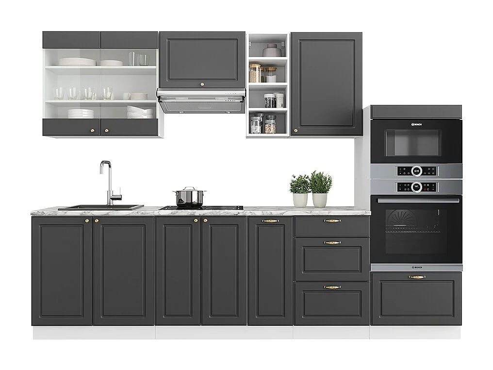Cuisine anthracite-or/blanc 280x60x81.6 fame-line