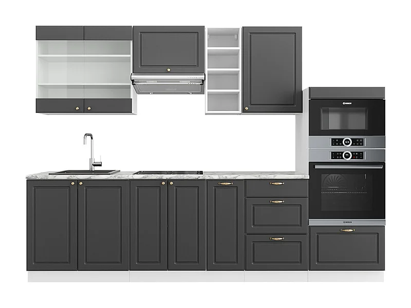 Cuisine anthracite-or/blanc 280x60x81.6 fame-line