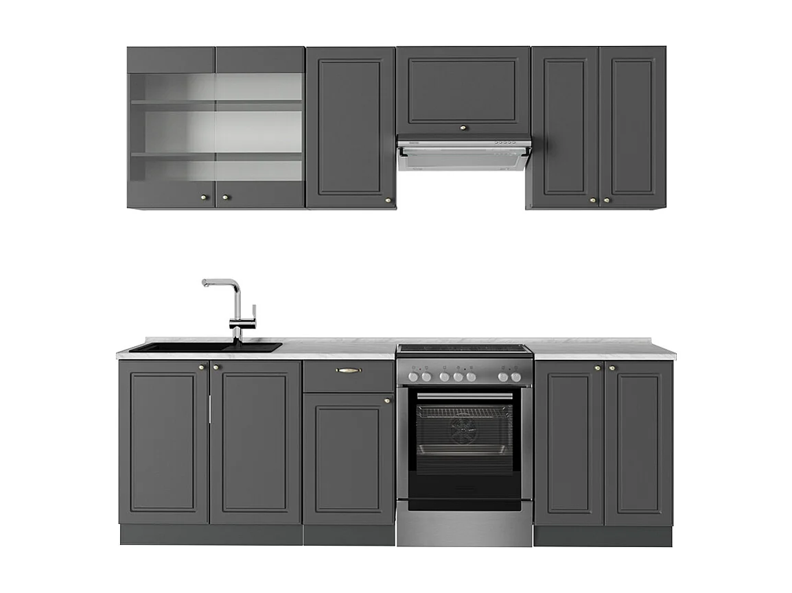 Cuisine anthrazit-gold landhaus 240x60x81.6 fame-line