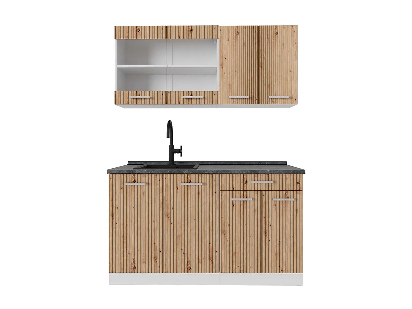 Singleküche artisan eiche/weiß 140x60x81.6 r-line