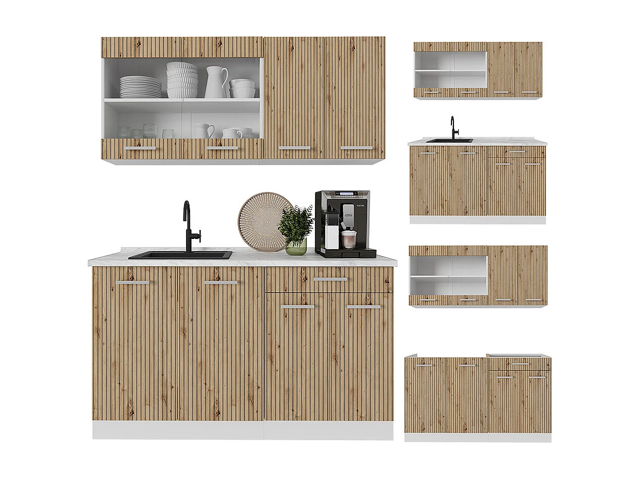 Singleküche artisan eiche/weiß 140x60x81.6 r-line