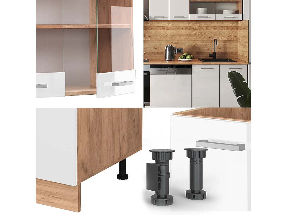 Cuisine blanc brillant/chêne doré 300x60x81.6 r-line