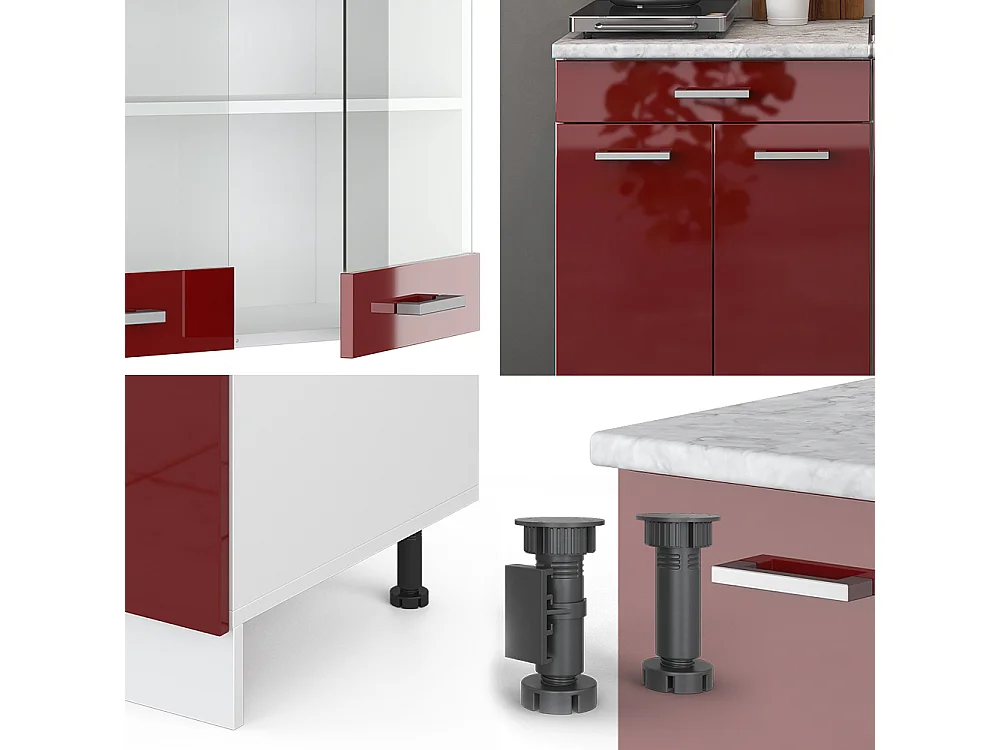 Cucina monoblocco rosso lucido/bianco 140x60x81.6 r-line