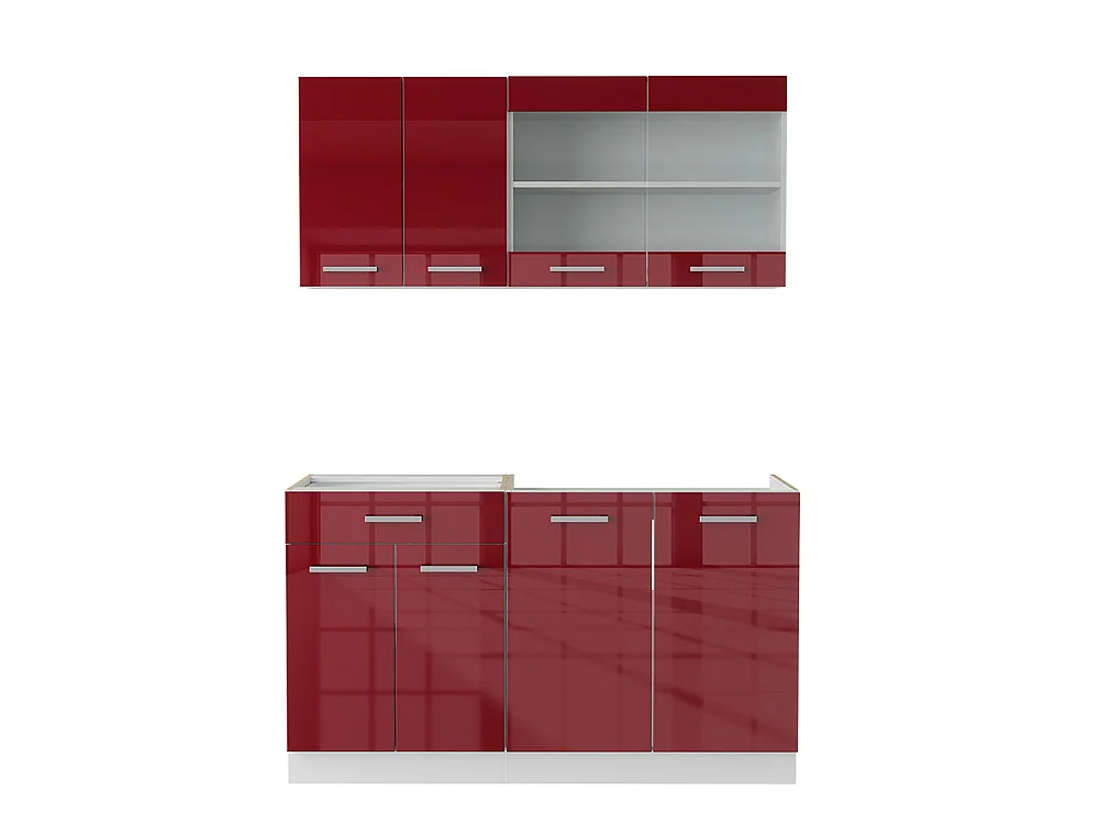 Pojedyncza kuchnia czerwony wysoki połysk/biały 140x60x81.6 r-line