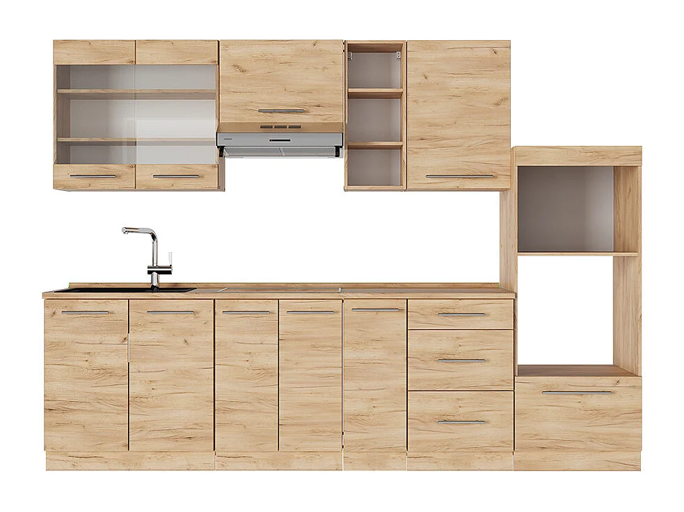 Küchenzeile goldkraft eiche 280x46x81.6 fame-line