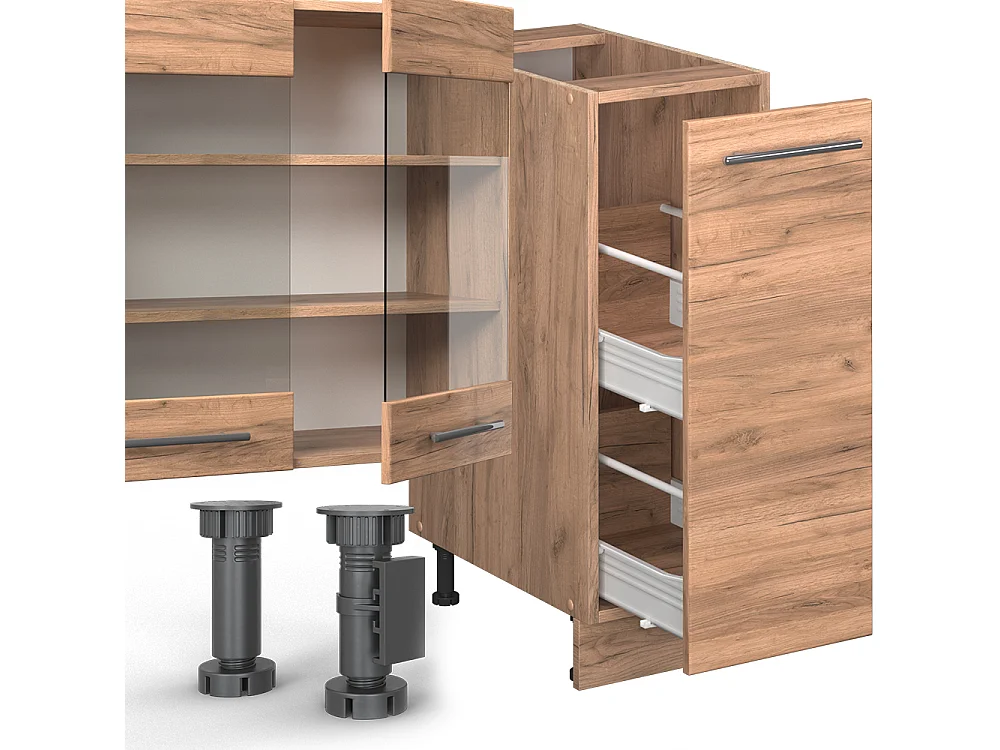 Küchenzeile goldkraft eiche 280x46x81.6 fame-line