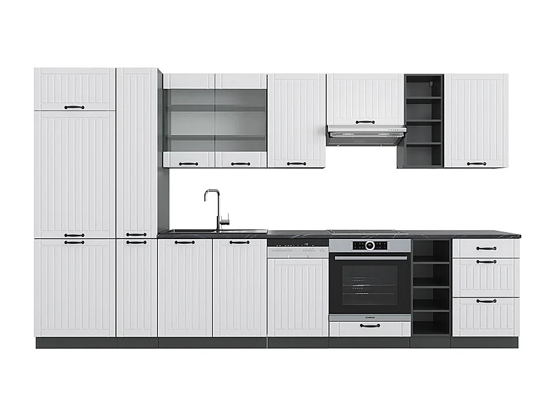 Mueble de cocina casa de campo blanca/antracita 355x46x81.6 fame-line