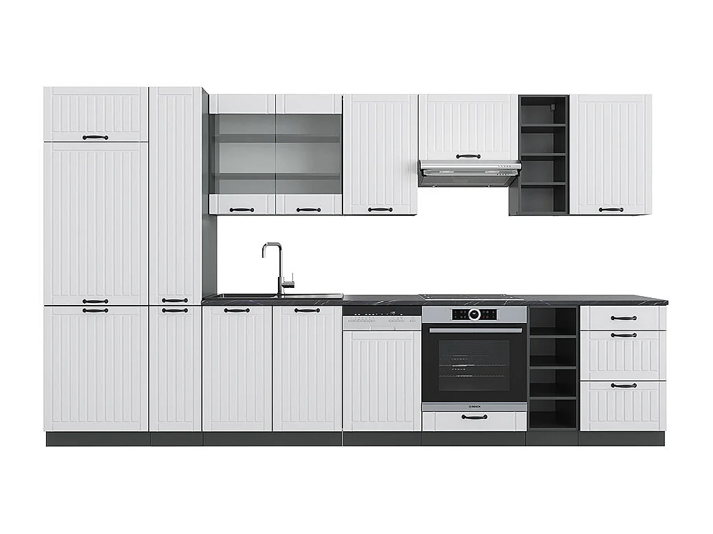 Cuisine blanc cottage/anthracite 355x46x81.6 fame-line