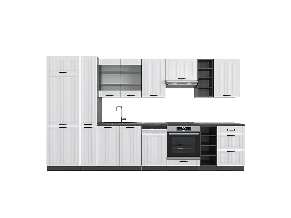 Cucina componibile Bianco rustico/antracite 355x46x81.6 fame-line
