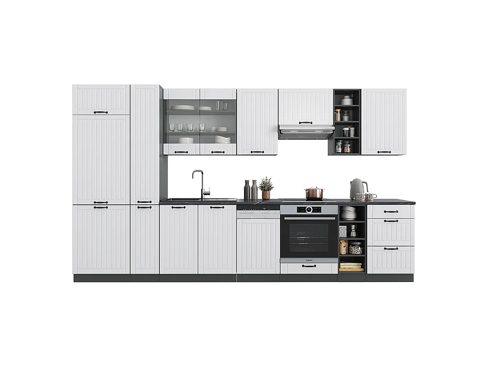 Cucina componibile Bianco rustico/antracite 355x46x81.6 fame-line