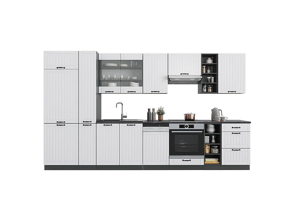Cuisine blanc cottage/anthracite 355x46x81.6 fame-line