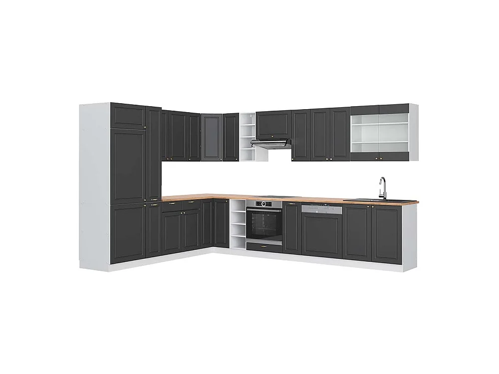 Cuisine en angle anthracite-or/blanc 347x60x81.6 fame-line
