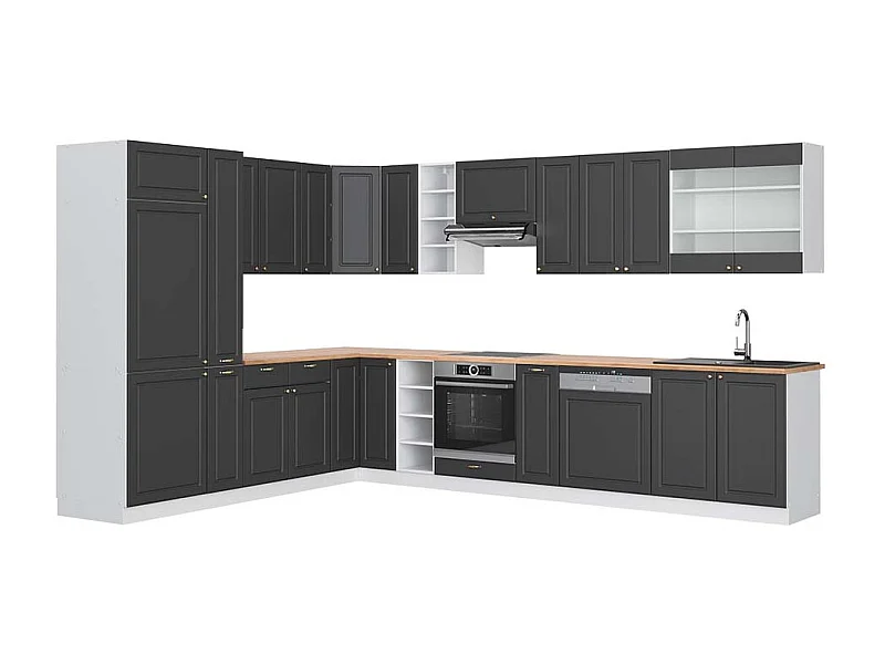 Cuisine en angle anthracite-or/blanc 347x60x81.6 fame-line
