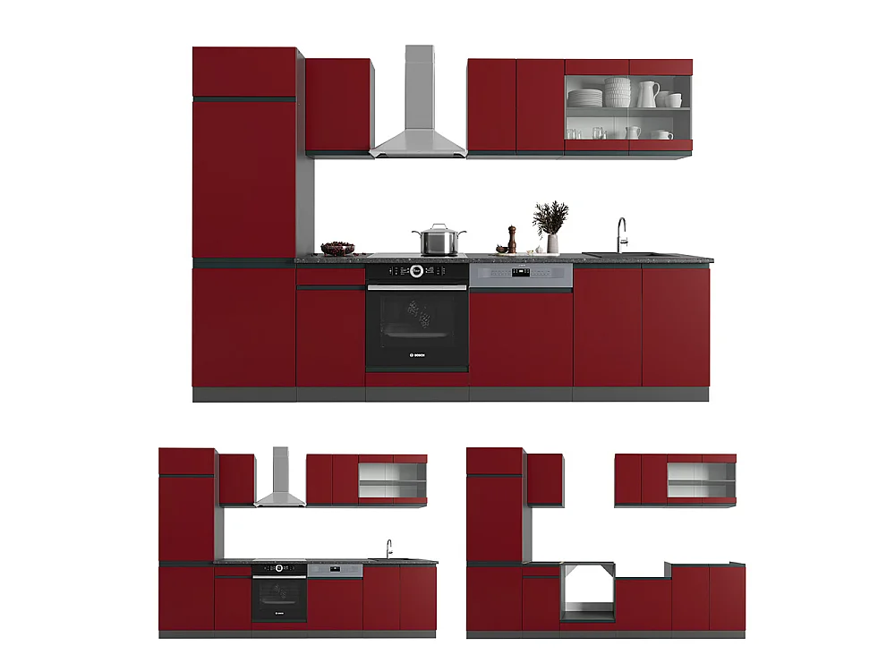 Cuisine rouge/anthracite 300x60x81.6 r-line