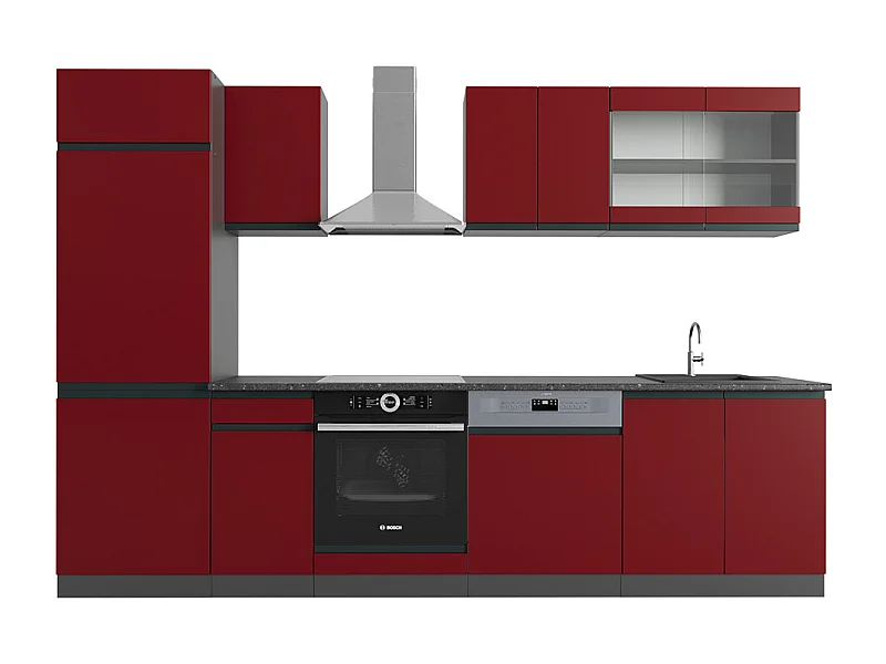 Mueble de cocina rojo/antracita 300x60x81.6 r-line