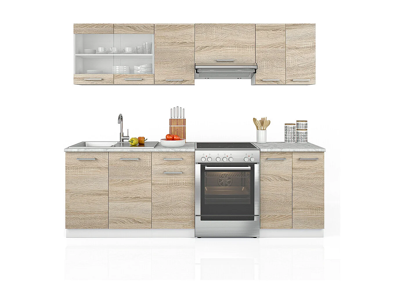 Mobile da cucina sonoma/bianco 240x60x81.6 raul