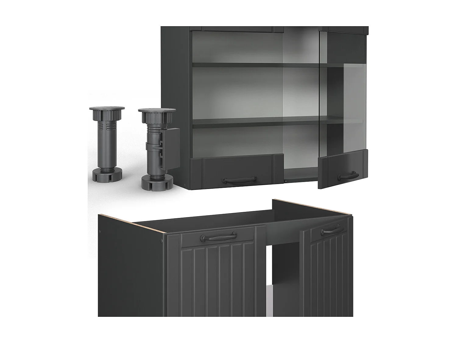 Cuisine gris foncé 235x60x81.6 fame-line