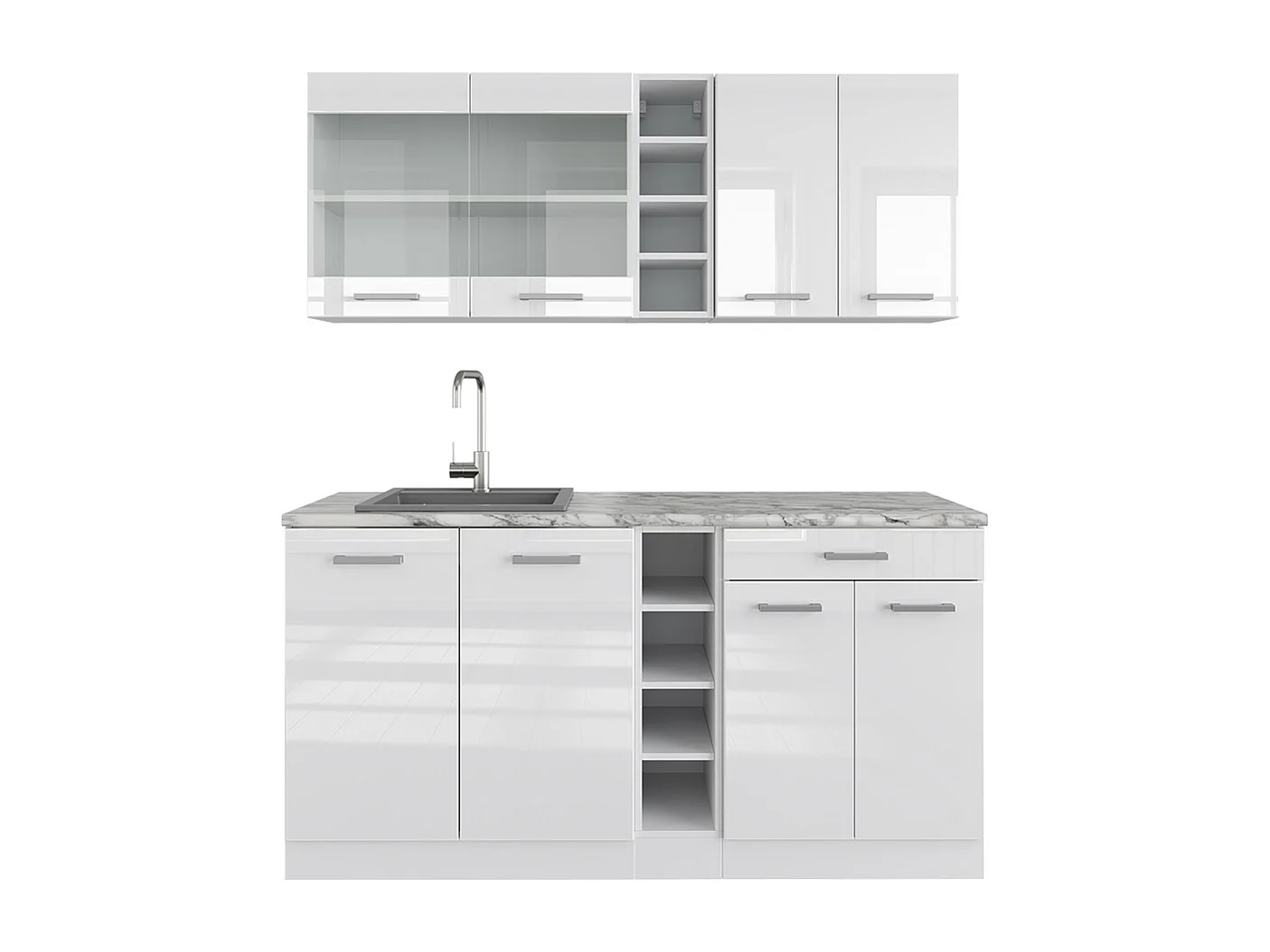 Cuisine blanc brillant/blanc 160x60x81.6 r-line