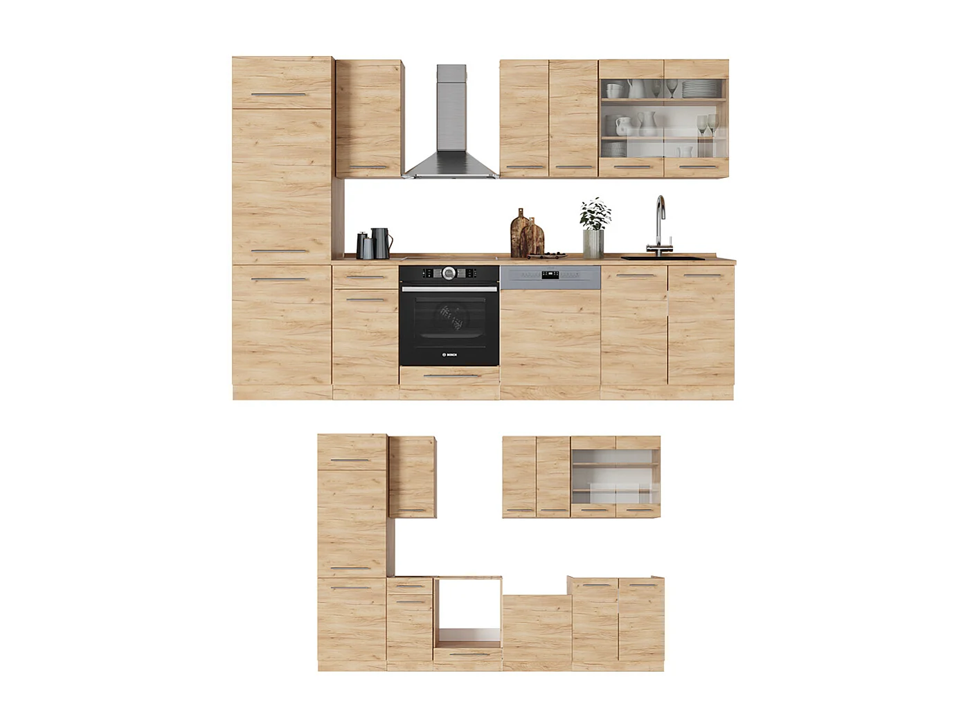 Mueble de cocina roble dorado 300x60x81.6 fame-line