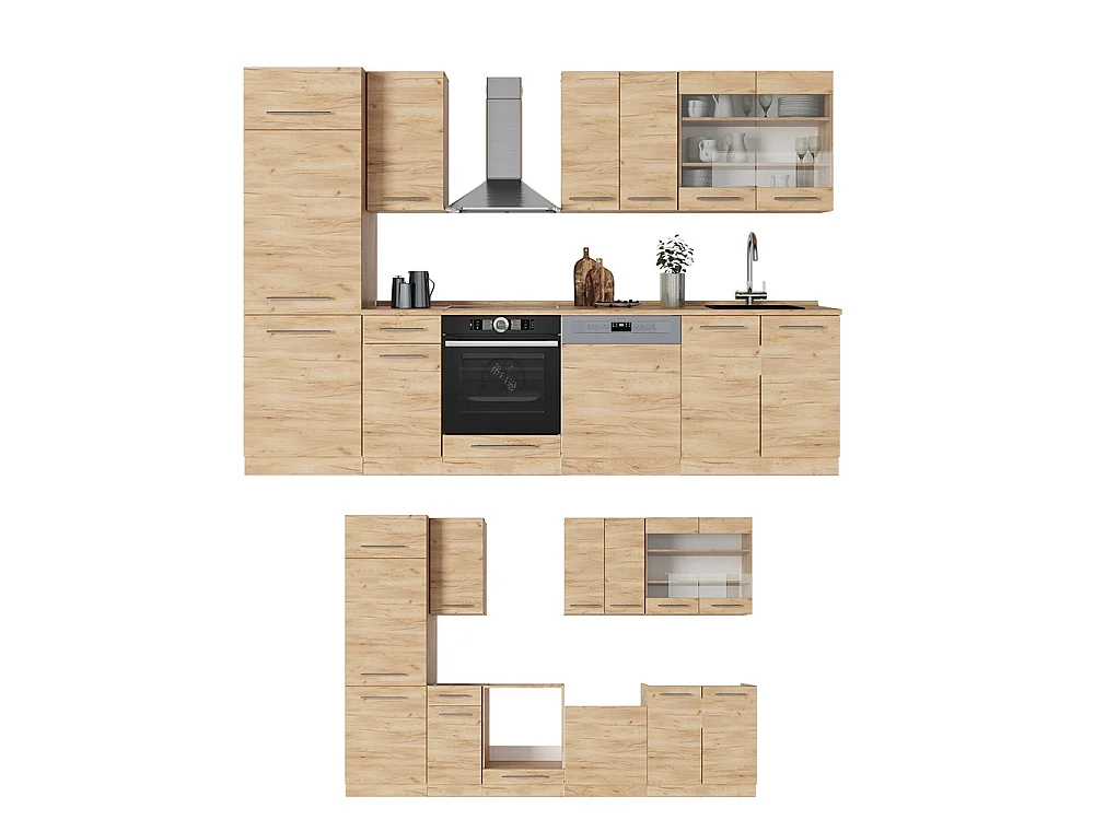 Køkkenrække gold power oak 300x60x81.6 fame-line