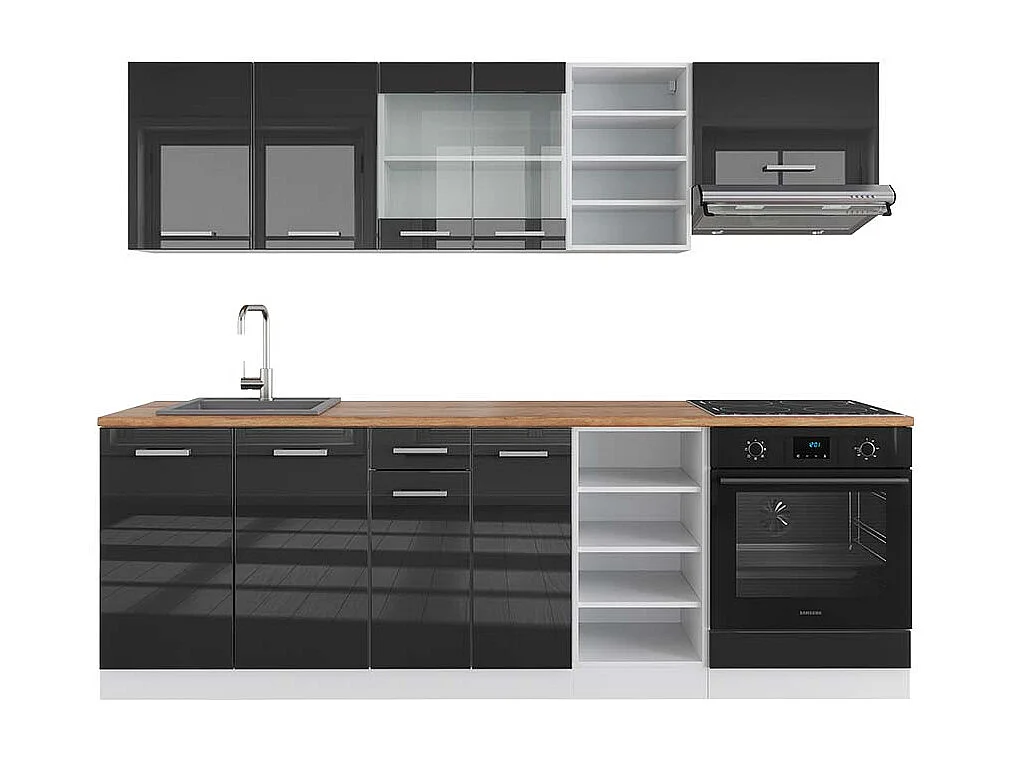 Complete keukeneenheid antraciet hoogglans/wit 240x60x81.6 r-line