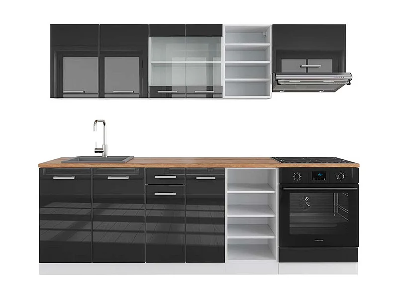 Complete keukeneenheid antraciet hoogglans/wit 240x60x81.6 r-line