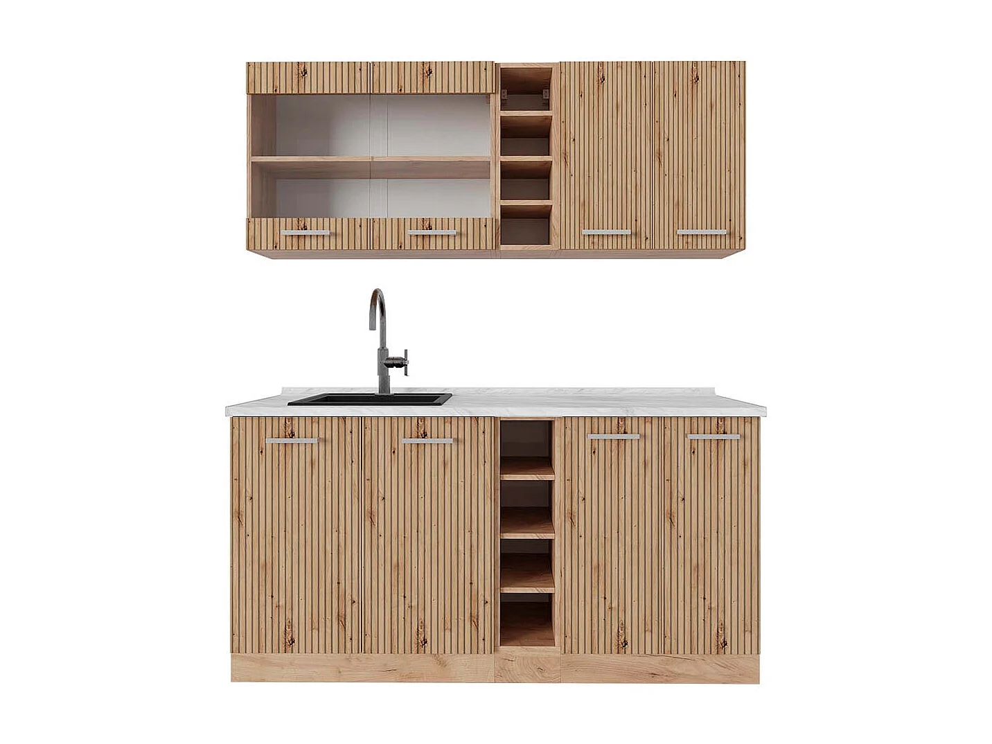 Singleküche artisan-eiche/goldkraft eiche 160x60x81.6 r-line