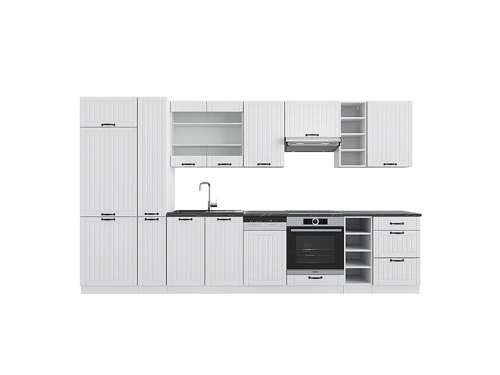 Complete keukeneenheid wit landhuis/wit 355x46x81.6 fame-line