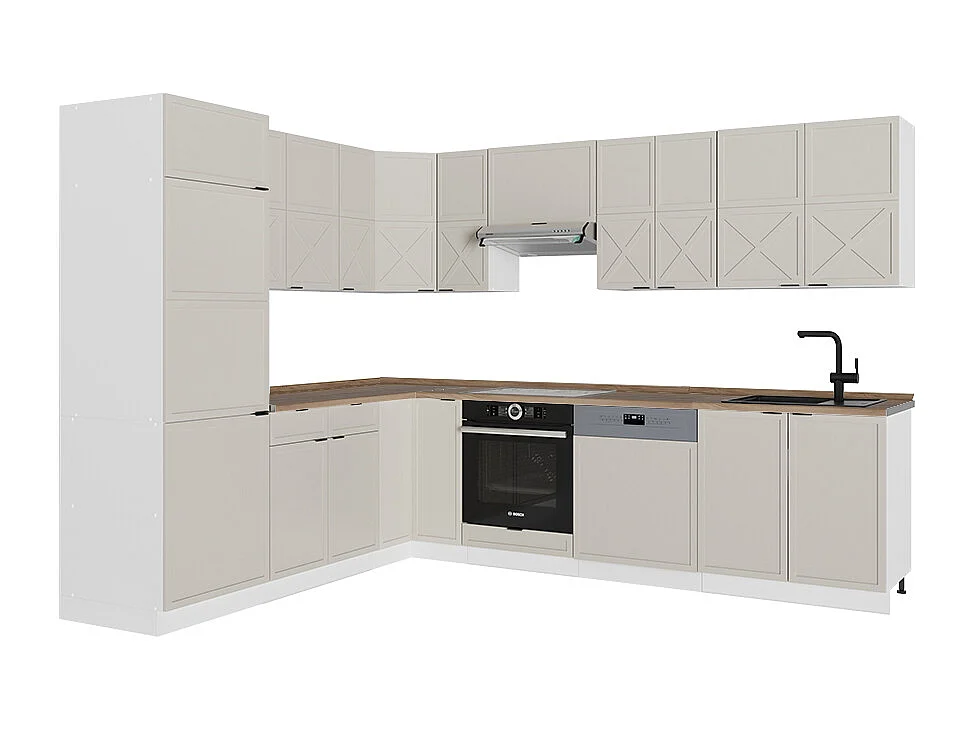 Cuisine en angle grisbeige/blanc 287x60x81.6 fame-line