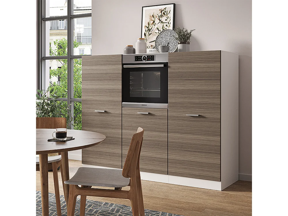 Bloc cuisine gris noble/blanc 180x46x81.6 r-line