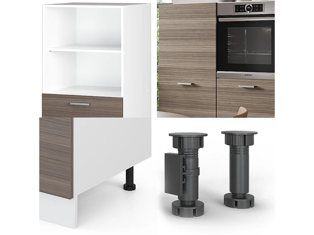 Bloc cuisine gris noble/blanc 180x46x81.6 r-line