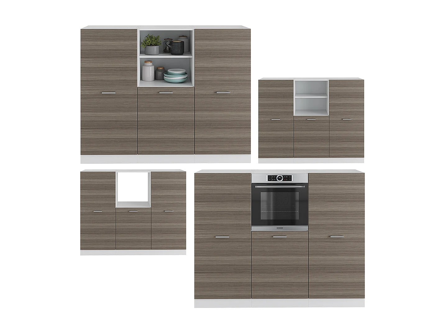 Bloc cuisine gris noble/blanc 180x46x81.6 r-line