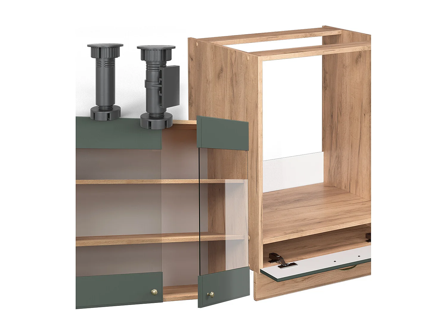 Cocina esquinera green-gold country/gold power roble 227x60x81.6 fame-line