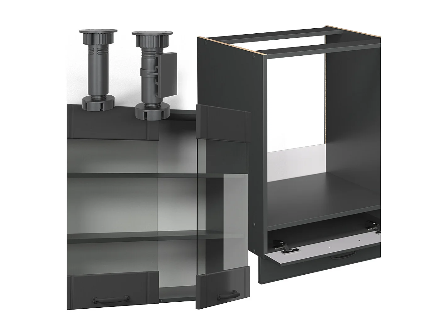 Cocina esquinera gris oscuro 190x46x81.6 fame-line