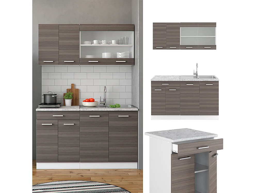 Cuisine gris noble 140x60x81.6 r-line