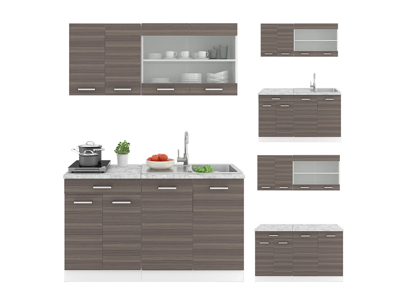 Cuisine gris noble 140x60x81.6 r-line