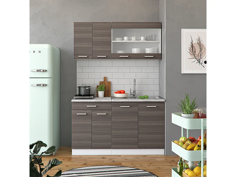 Cocina para solteros gris noble 140x60x81.6 r-line