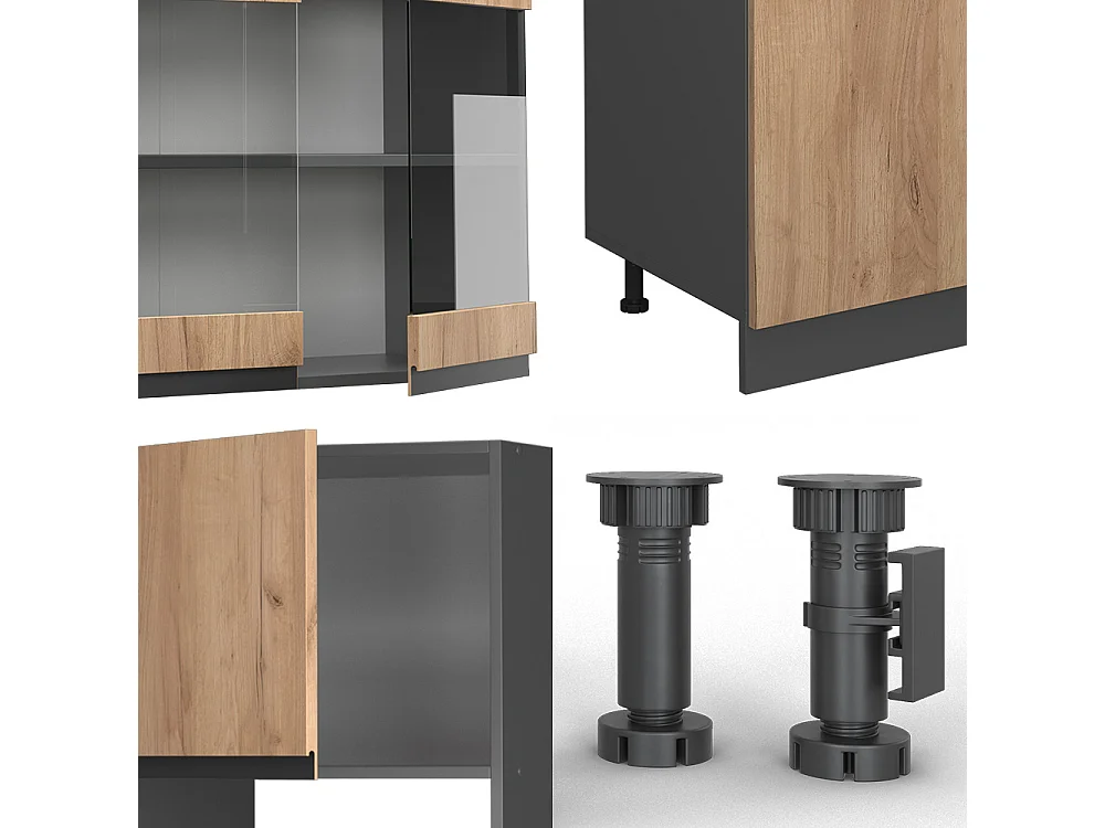 Mueble de cocina oro power roble/antracita 300x60x81.6 r-line