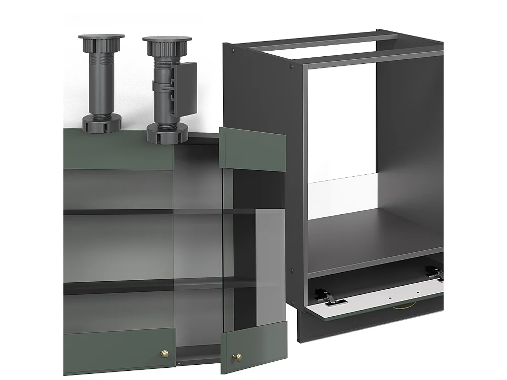 Hoekkeuken groen-goud landhuis/antraciet 190x60x81.6 fame-line