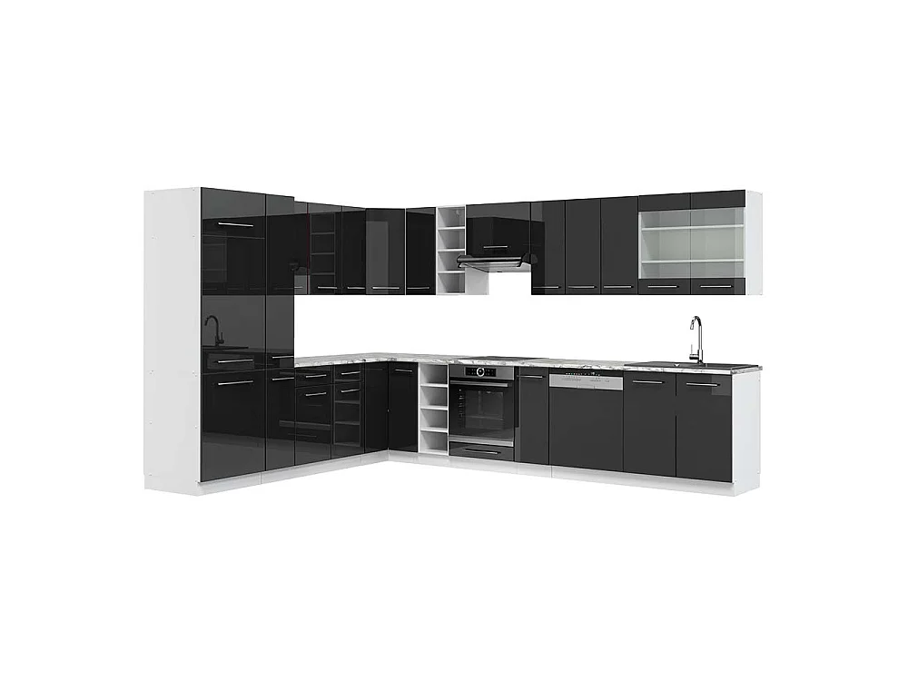 Hjørnekøkken antracit højglans/hvid 347x60x81.6 fame-line