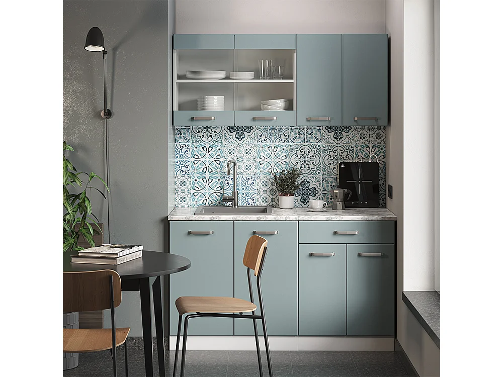 Cuisine bleu-gris/blanc 140x60x81.6 r-line