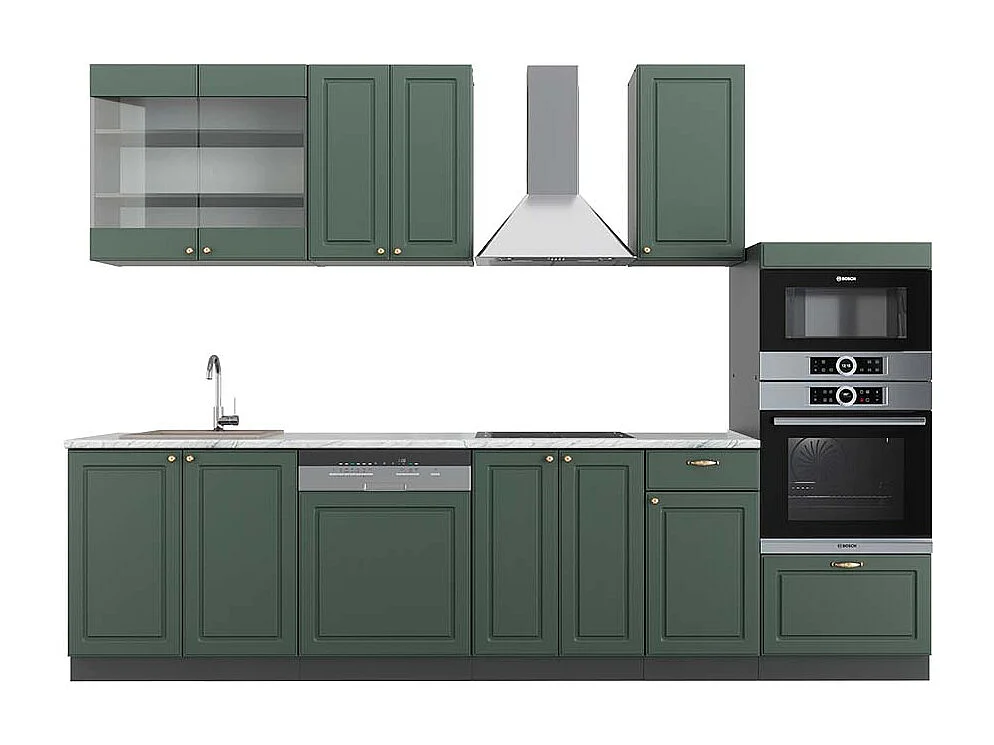 Cuisine vert et or campagne/anthracite 300x60x81.6 fame-line