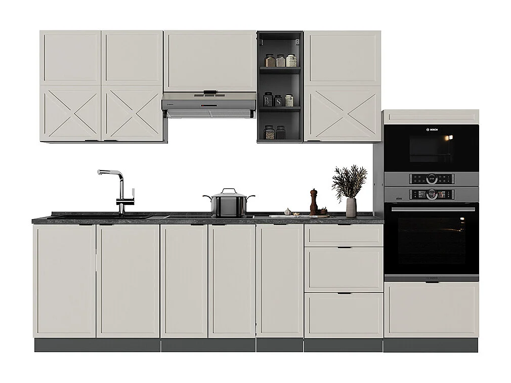 Cuisine grisbeige/anthracite 280x60x81.6 fame-line