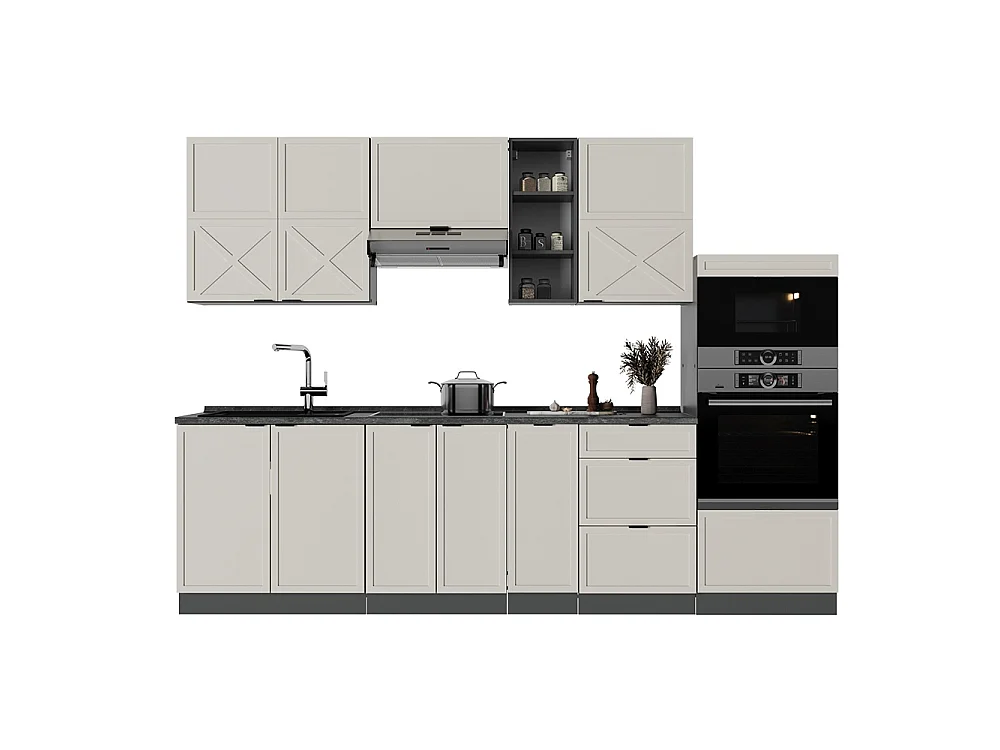 Mueble de cocina gris/beige/antracita 280x60x81.6 fame-line