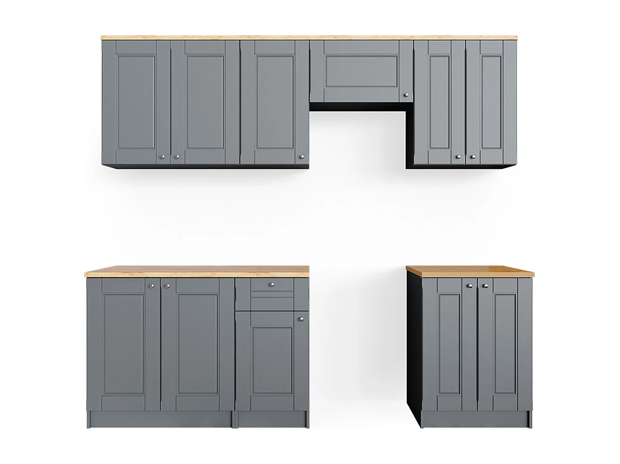 Mueble de cocina gris noble 240x60x81.6 bergamo