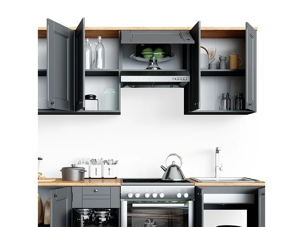 Ligne de cuisine gris noble 240x60x81.6 bergamo